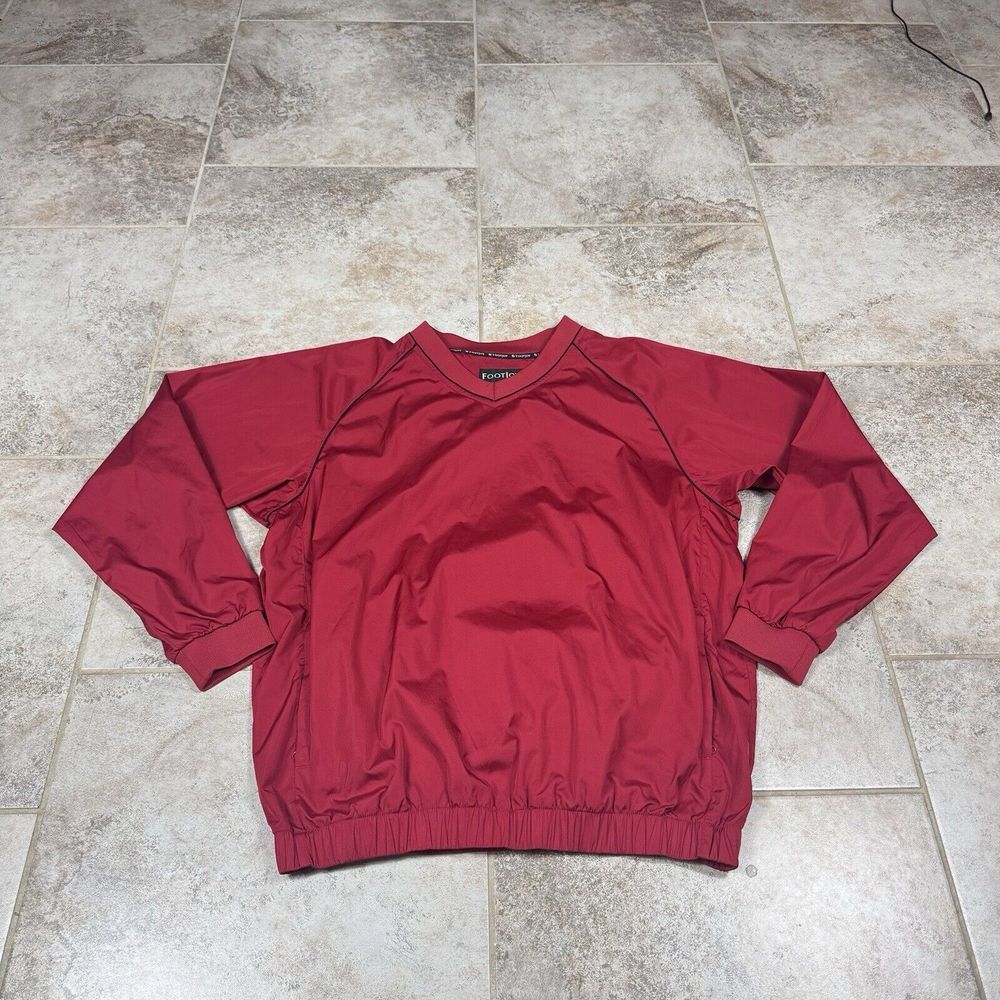 Footjoy FJ Jacket Mens Large Red Windbreaker Long‎ Sleeve Golf Pullover